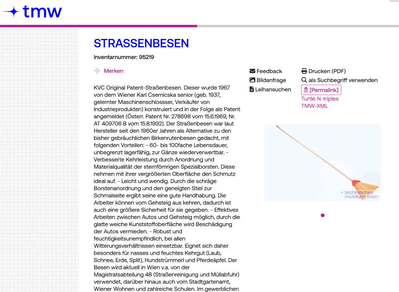 Technisches Museum Wien – Objektdokumentation Wiener Straßenkehrbesen